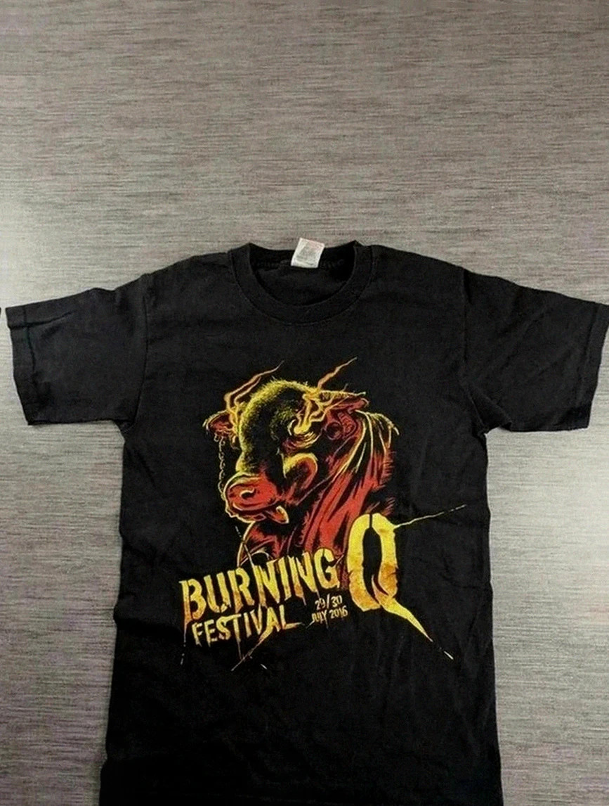 T-shirt merch Burning Q Festival 2016 noir print hardcore metal hard rock Fruit of the Loom S/M