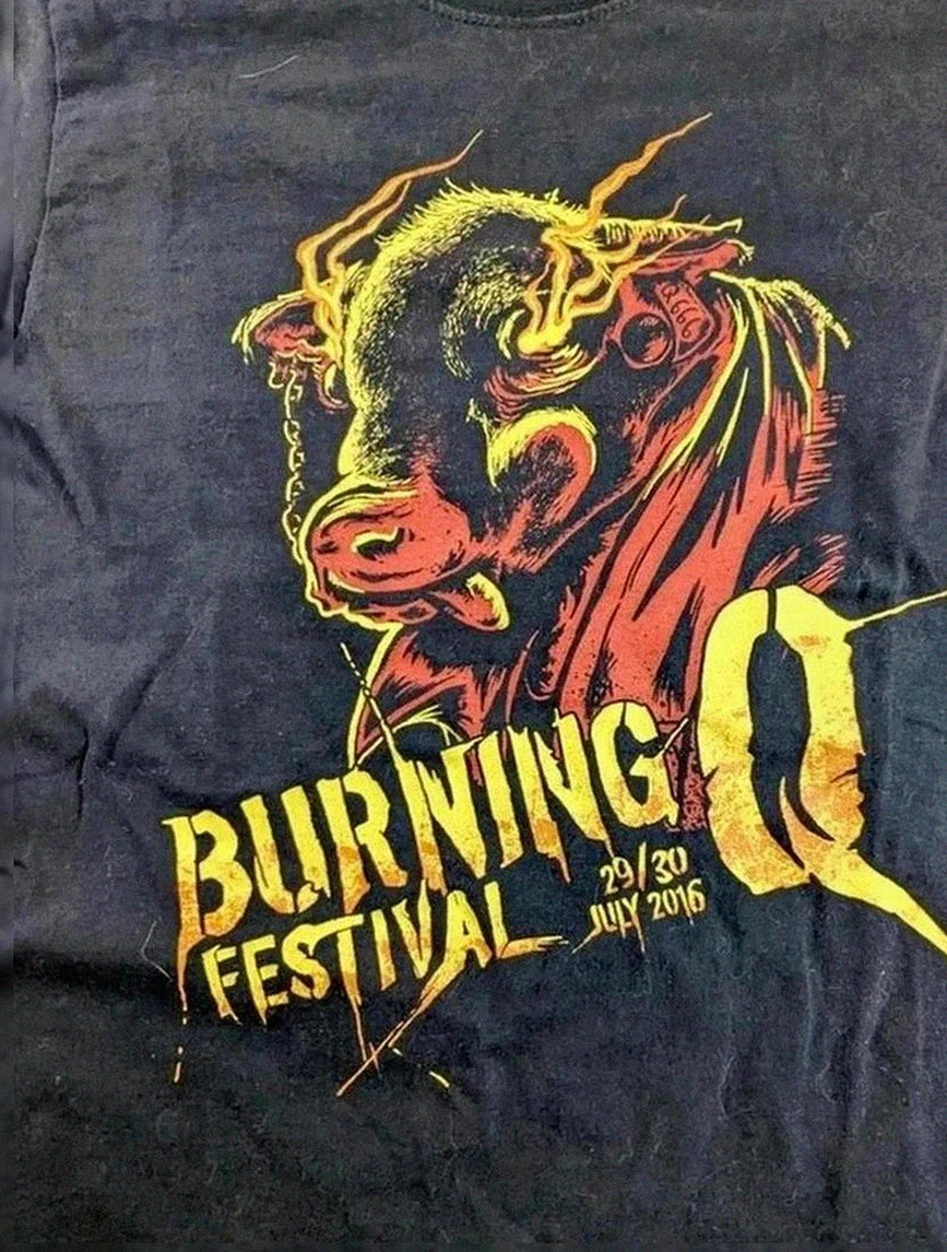 T-shirt merch Burning Q Festival 2016 noir print hardcore metal hard rock Fruit of the Loom S/M – Fruit of the Loom – taille S 3