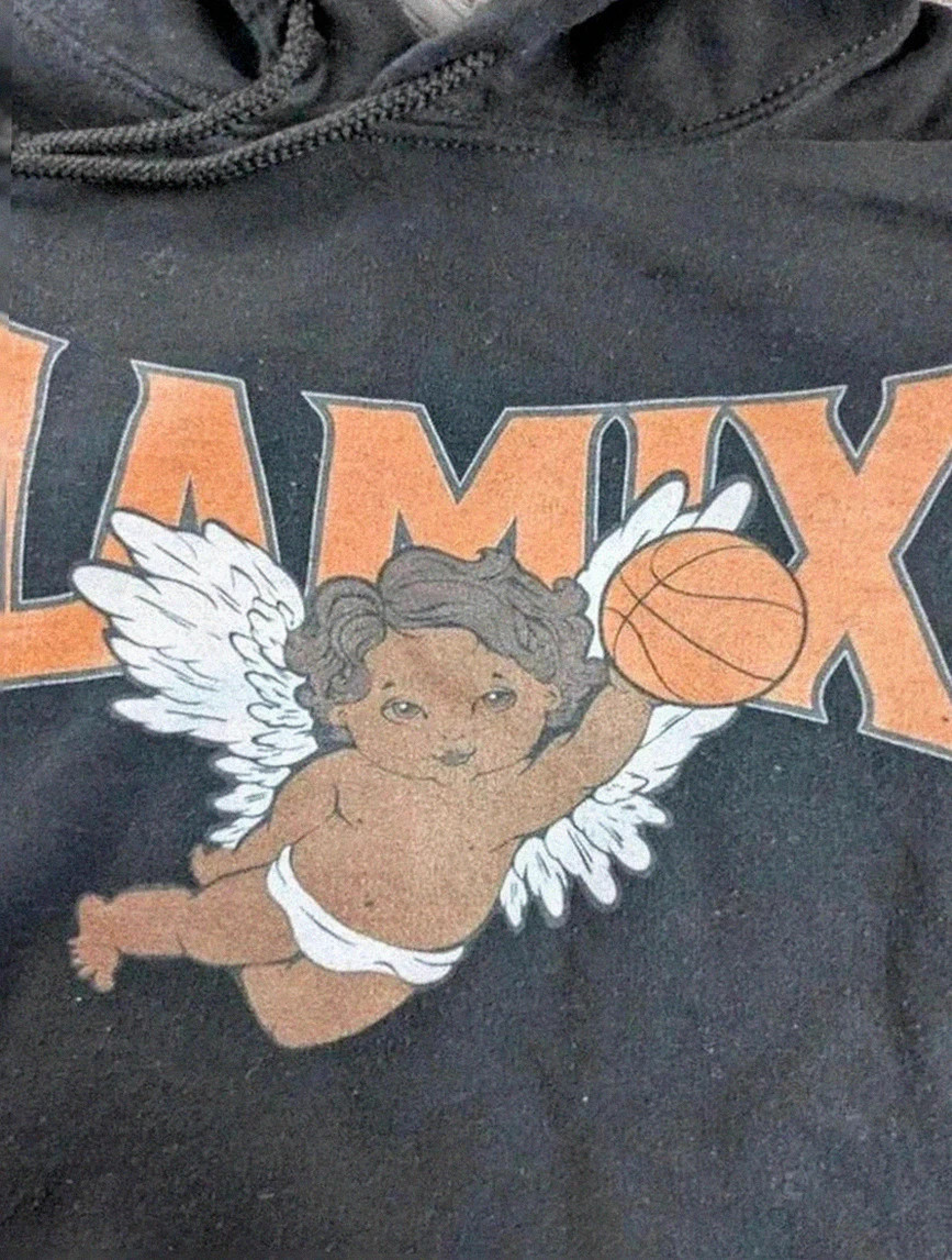 Sweat à capuche Gildan noir imprimé Lamix look basketball urbain streetwear vintage taille M – Gildan – taille M 3