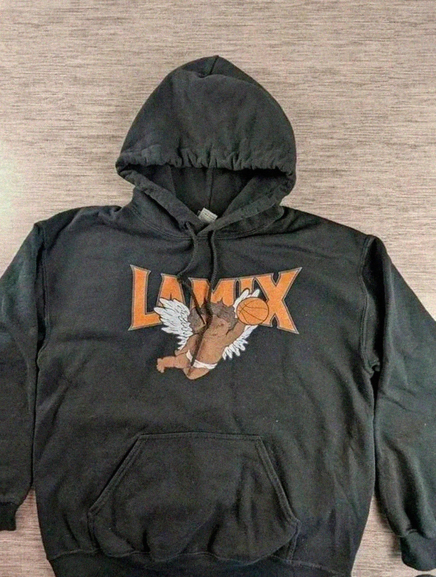 Sweat à capuche Gildan noir imprimé Lamix look basketball urbain streetwear vintage taille M