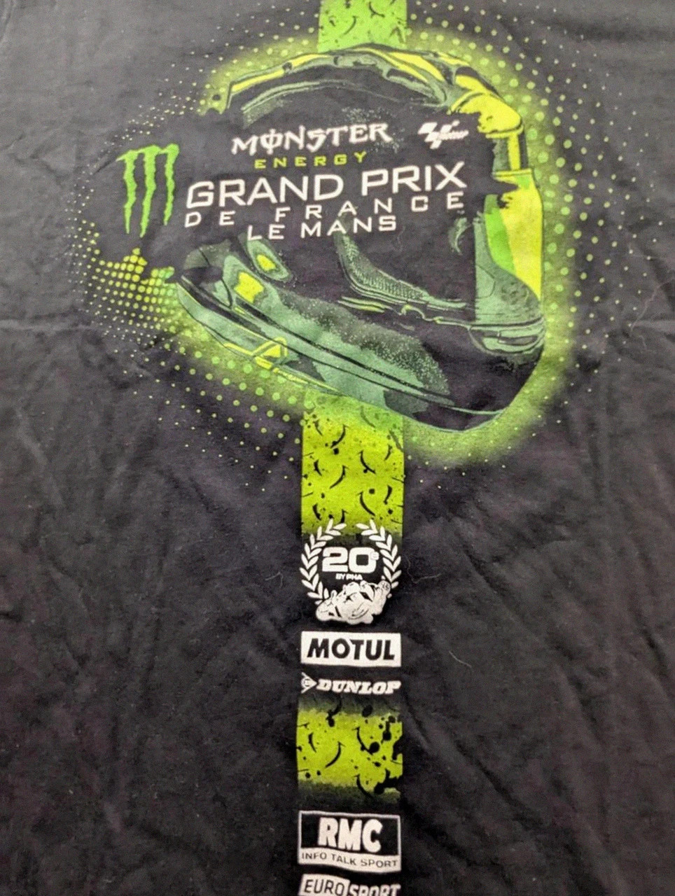 T-shirt Homme Monster Energy Grand Prix de France Le Mans 20 Ans MotoGP Taille S Noir – Gildan – taille S 3