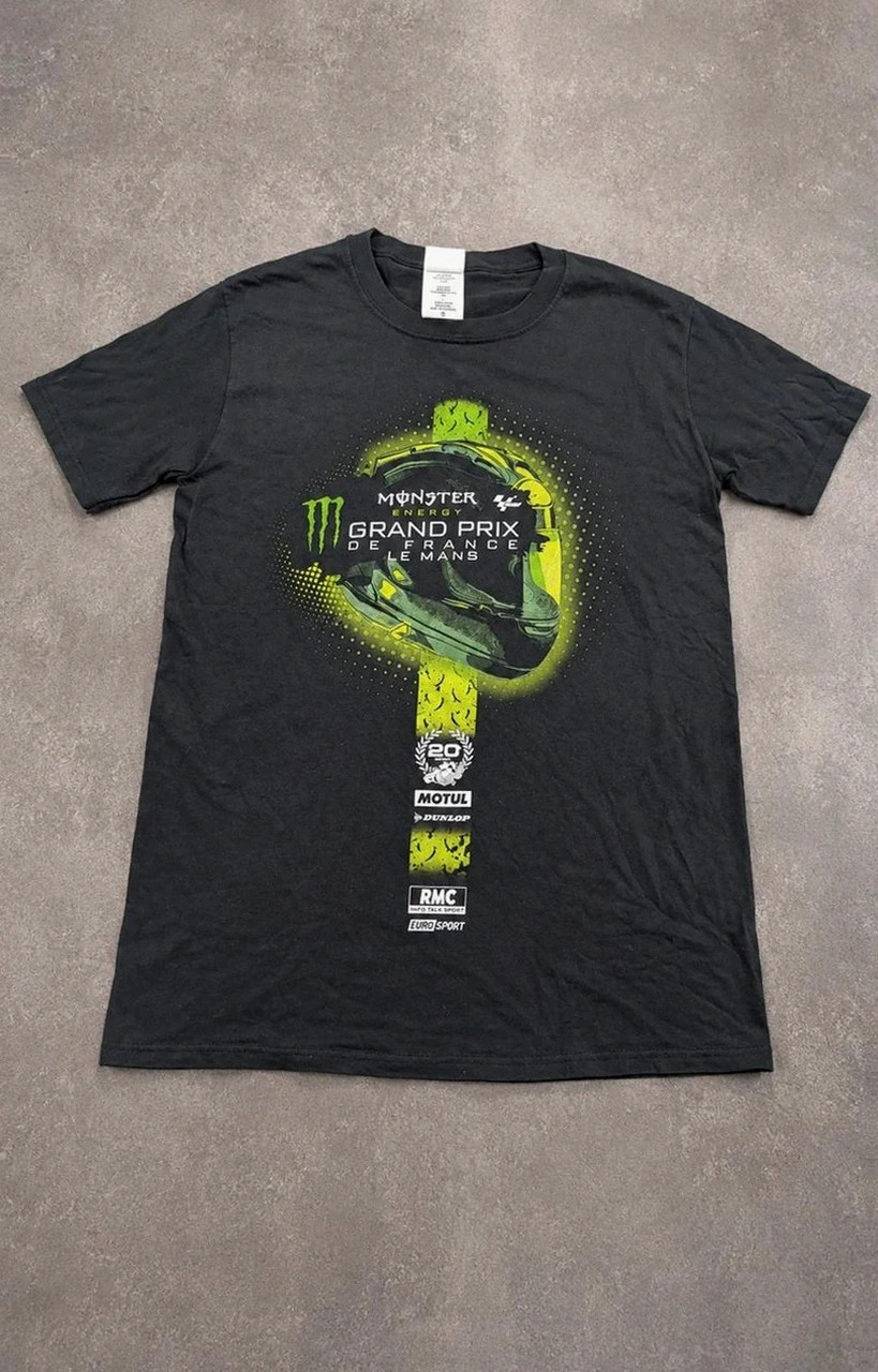 T-shirt Homme Monster Energy Grand Prix de France Le Mans 20 Ans MotoGP Taille S Noir