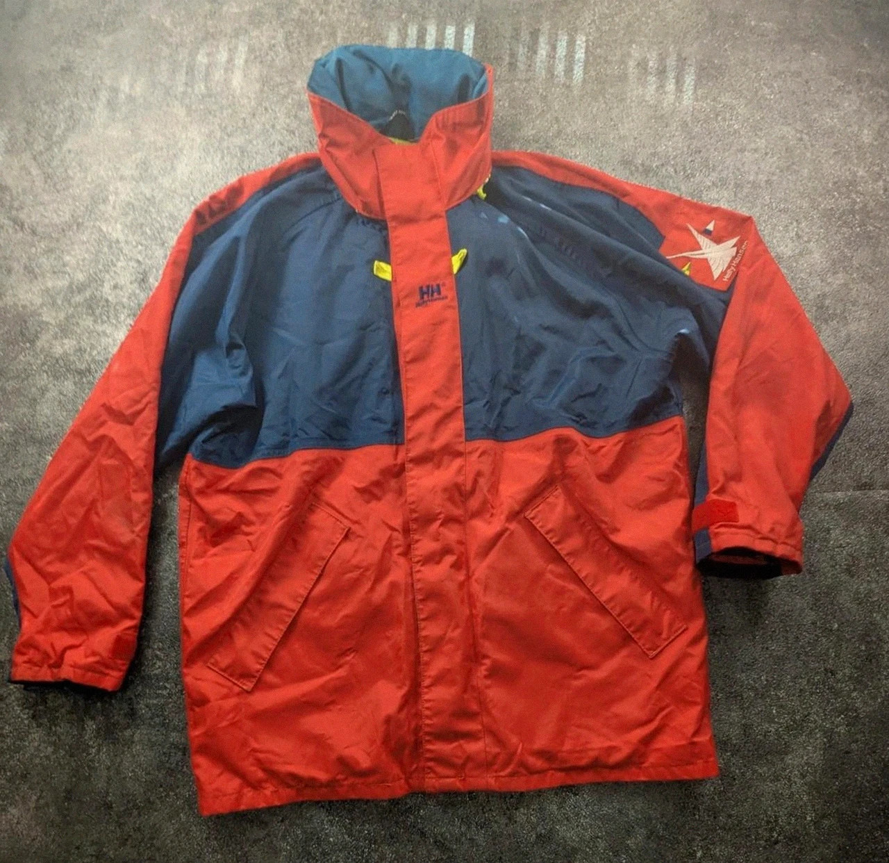 Veste Imperméable Helly Hansen Homme S Oversize Rouge Bleu Capuche Sailing Nautique Vintage – Helly Hansen – taille S 2