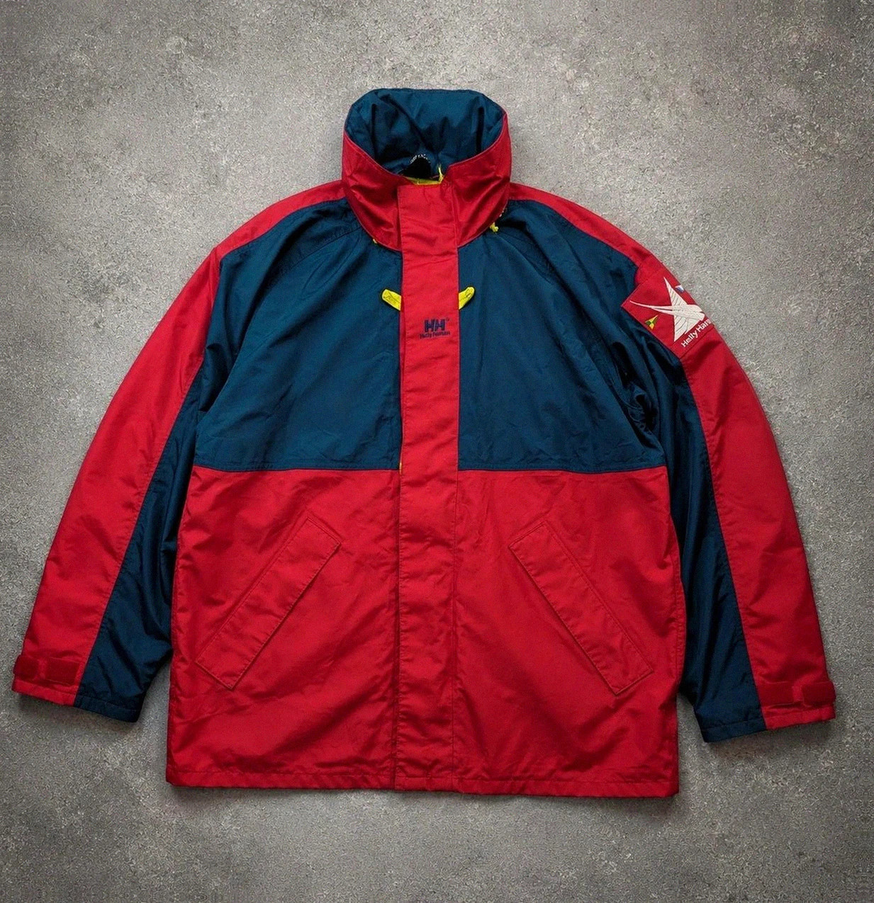 Veste Imperméable Helly Hansen Homme S Oversize Rouge Bleu Capuche Sailing Nautique Vintage