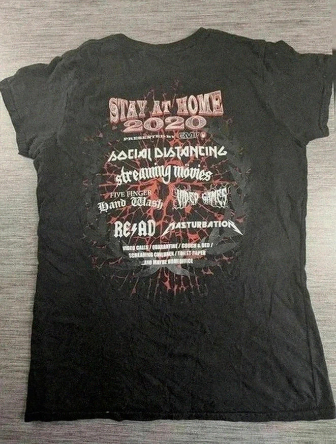 T-shirt Gildan noir Stay At Home 2020 festival humour libertaire non conformiste metal hardrock S – Gildan – taille S / 36 / 8 2