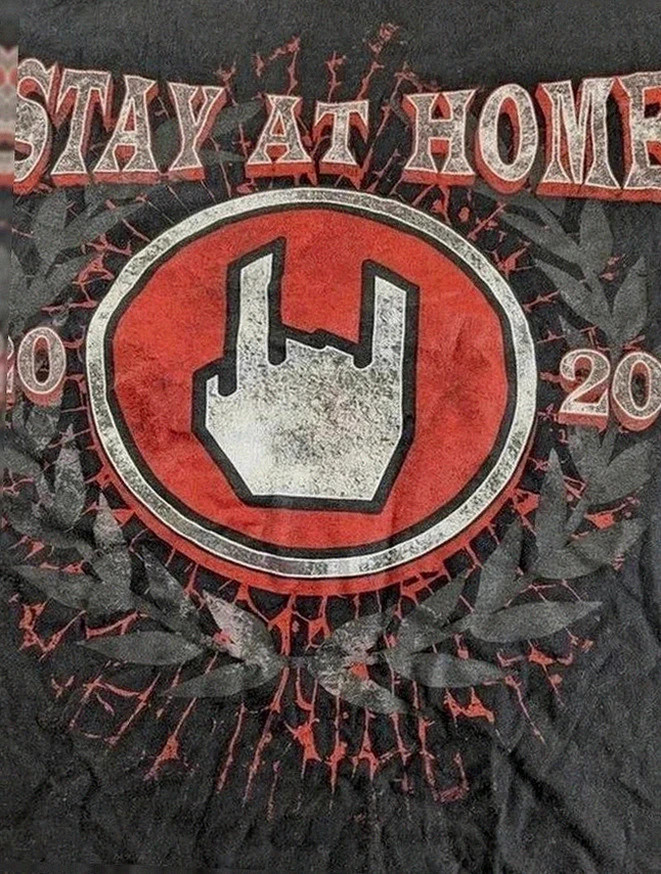 T-shirt Gildan noir Stay At Home 2020 festival humour libertaire non conformiste metal hardrock S – Gildan – taille S / 36 / 8 3