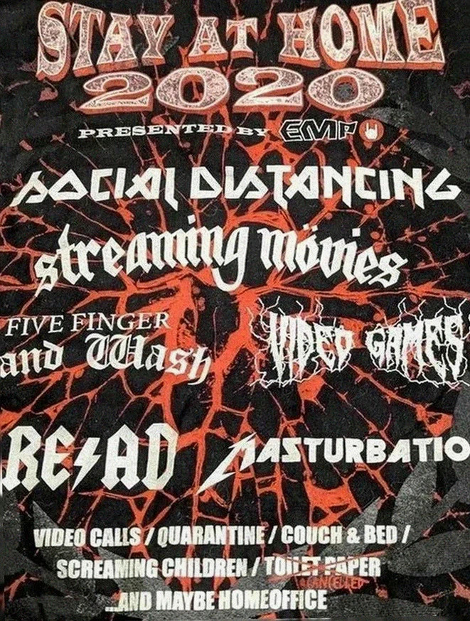 T-shirt Gildan noir Stay At Home 2020 festival humour libertaire non conformiste metal hardrock S – Gildan – taille S / 36 / 8 5