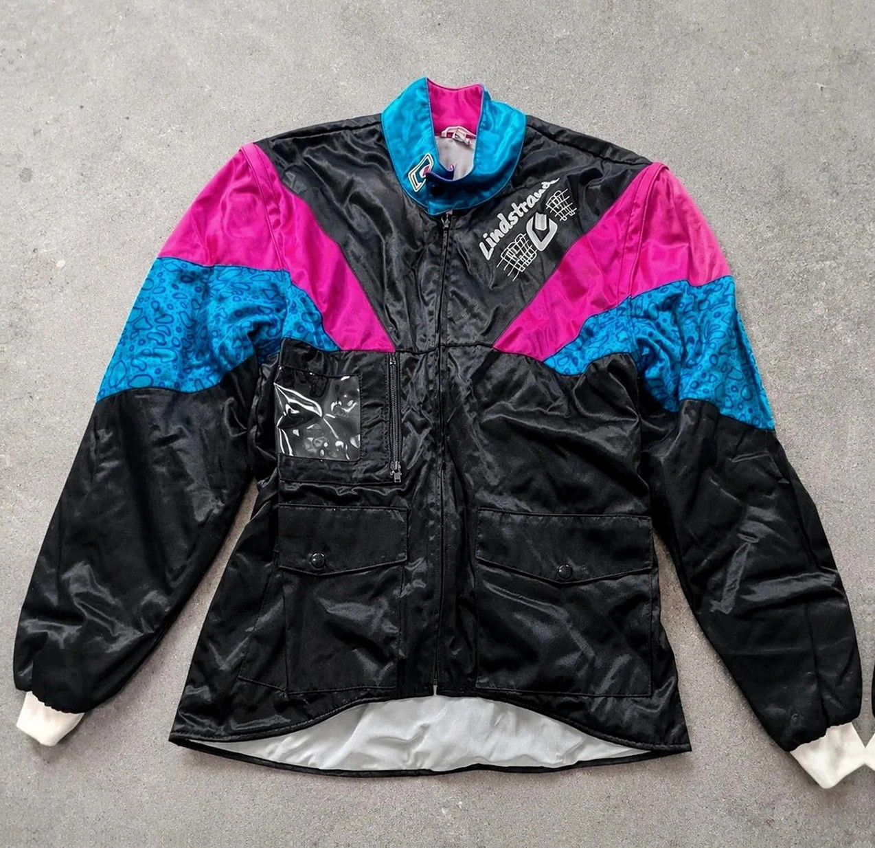 Lindstrands veste technique vintage Made in Finland 80s 90s Crazy Colorblock T50 moto