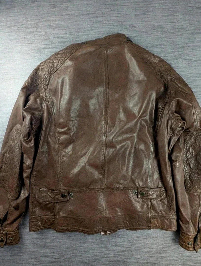 Blouson cuir de bœuf marron Massimo Dutti style motard aviateur vintage taille Xxl belle patine – Massimo Dutti – taille XXL 2