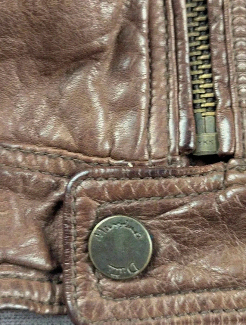 Blouson cuir de bœuf marron Massimo Dutti style motard aviateur vintage taille Xxl belle patine – Massimo Dutti – taille XXL 4