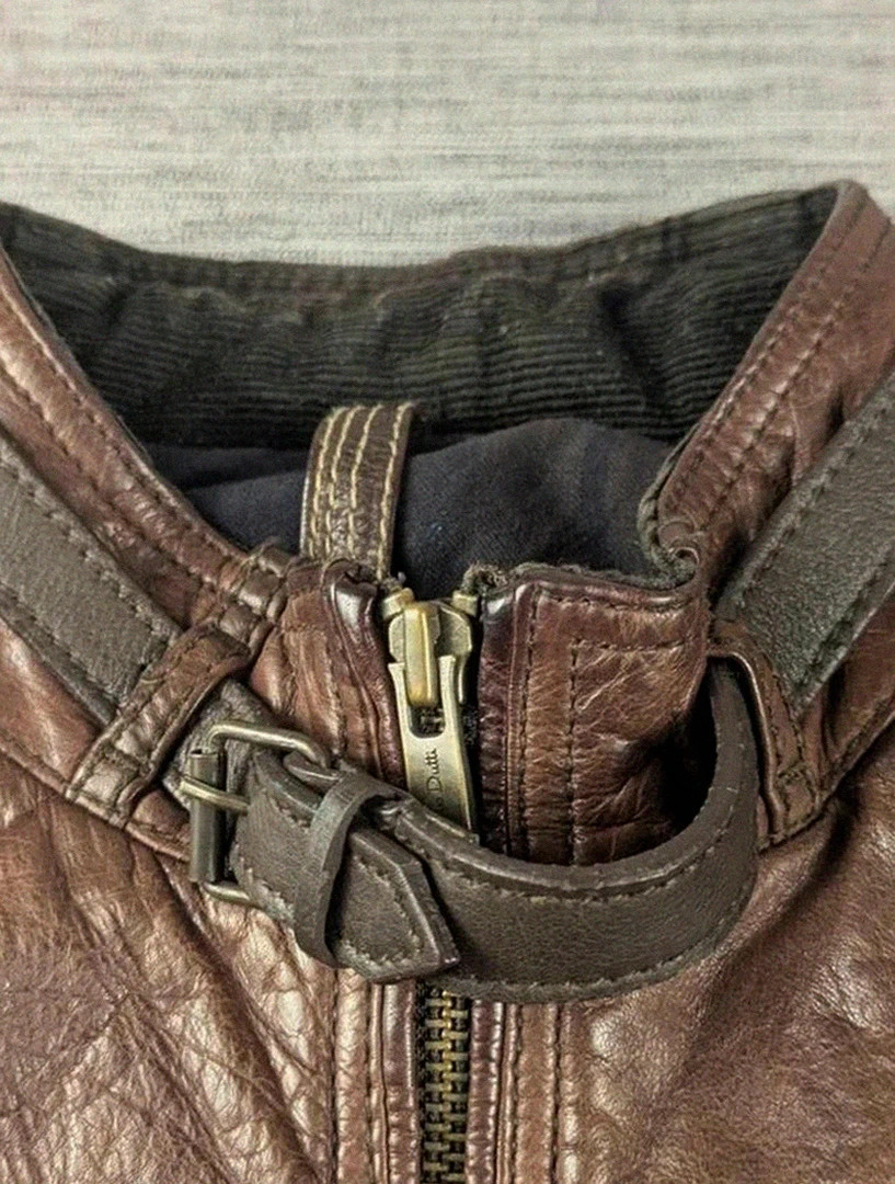Blouson cuir de bœuf marron Massimo Dutti style motard aviateur vintage taille Xxl belle patine – Massimo Dutti – taille XXL 3