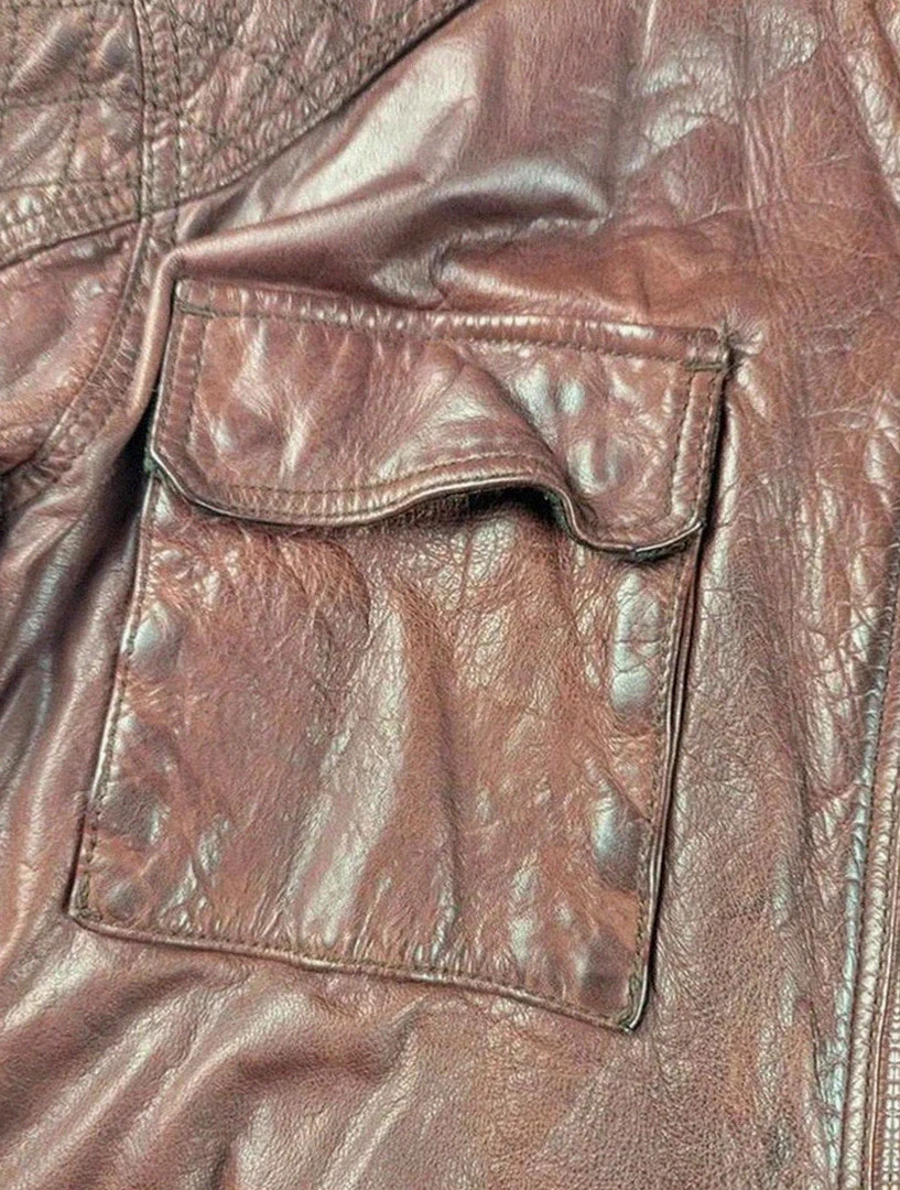 Blouson cuir de bœuf marron Massimo Dutti style motard aviateur vintage taille Xxl belle patine – Massimo Dutti – taille XXL 5