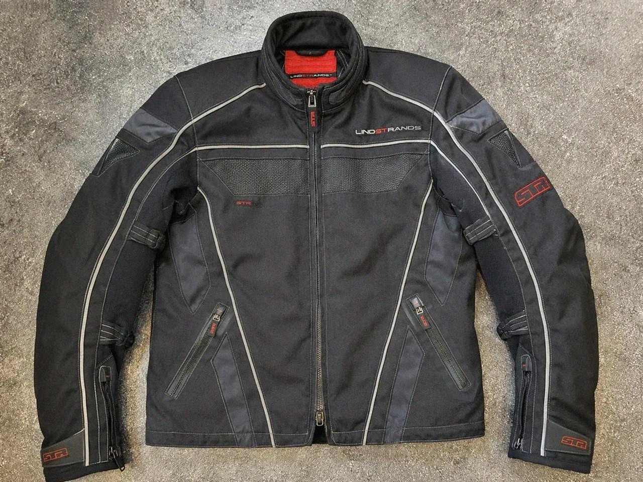 Veste moto Lindstrands Str Hi-Art respirante réfléchissante noir rouge S
