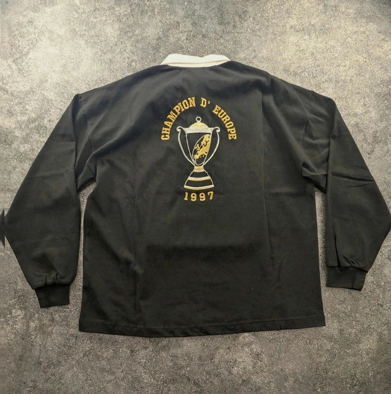 Polo rugby Cab Corrèze Brive Champion du monde 1997 vintage broderie trophée noir Xl collector rare