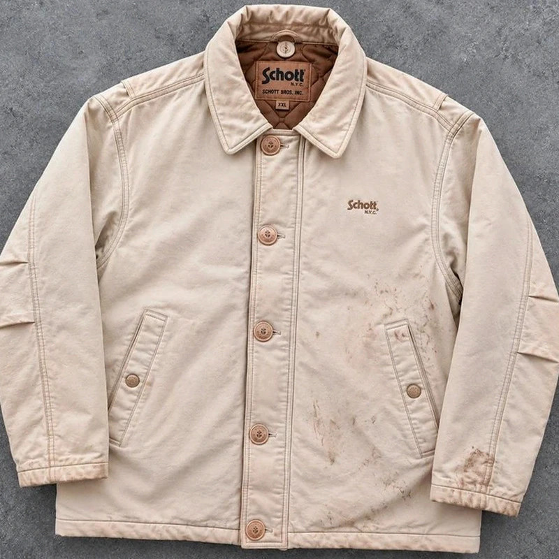 Schott Nyc veste workwear vintage XXL canvas Hollofil II patinée utility jacket