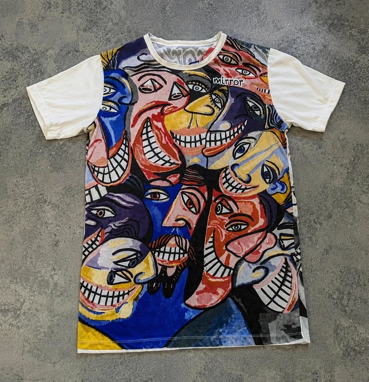 T-shirt art miroir imprimé intégral visage abstrait streetwear artistique 🎨🔥taille S/M