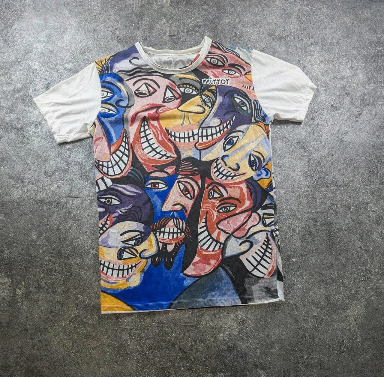 T-shirt art miroir imprimé intégral visage abstrait streetwear artistique 🎨🔥taille S/M – Vintage Dressing – taille S 2