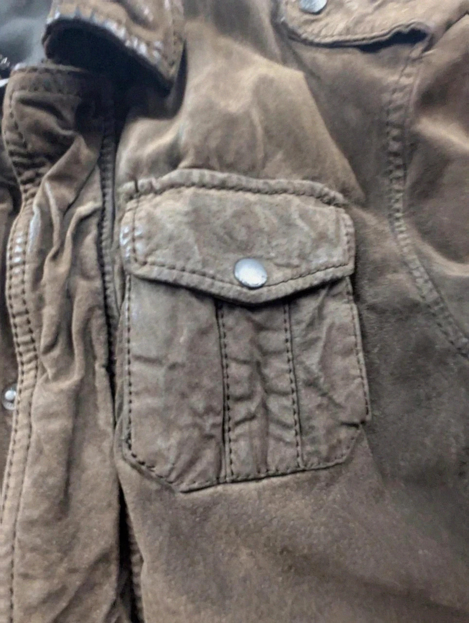 Devred blouson en daim marron patiné – Veste workwear militaire vintage – Devred – taille S 5