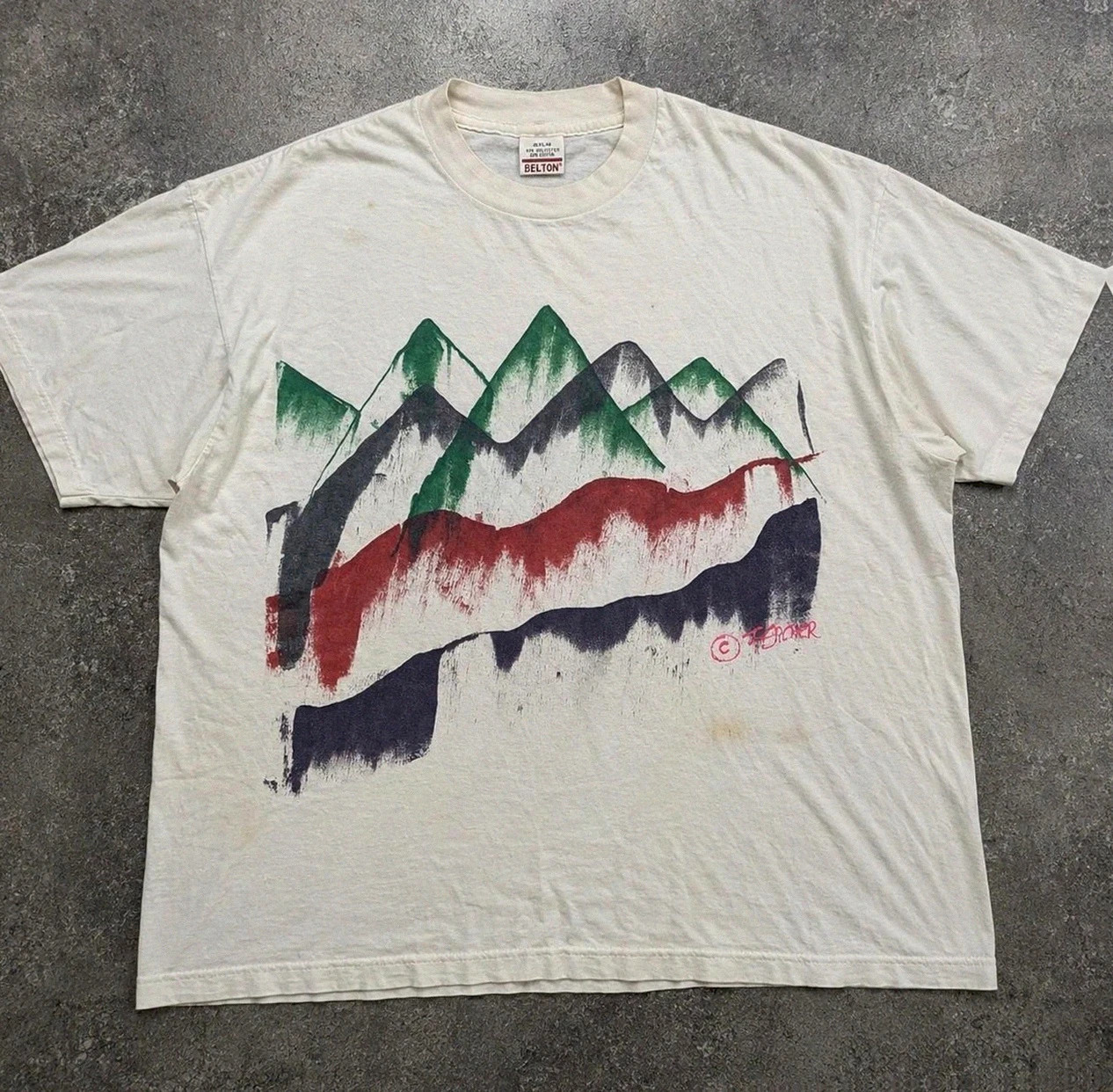 T-shirt Belton Vintage Art Montagnes Single Stitch Usa 90s Taille Xl (46-48)