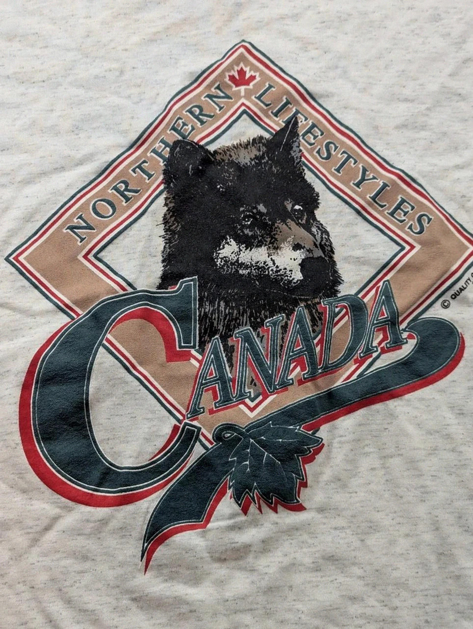 T-shirt Homme Vintage Northern Lifestyles Canada Loup Single Stitch Made in Canada Taille L – Vintage Dressing – taille L 3