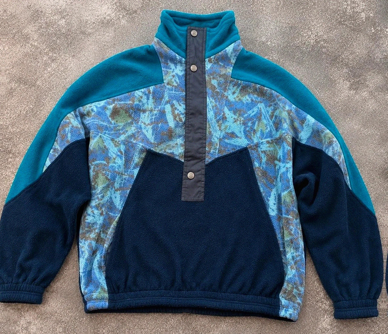 Polaire vintage McKee’s Sportswear Crazy Fleece 90s colorblock bleu – L