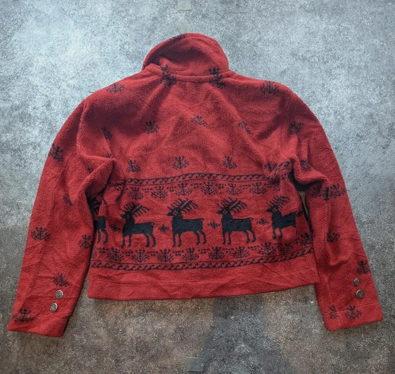 County Clothing Co veste polaire vintage renne nordique bordeaux cropped Made in Canada L – Vintage Dressing – taille L / 40 / 12 3