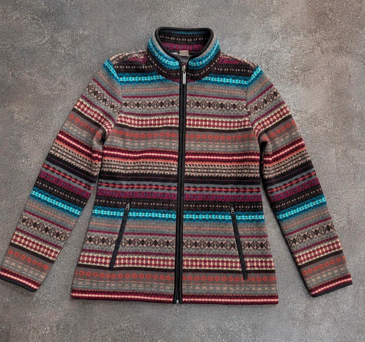 Veste Polaire Femme Vintage Nordique Aztèque Fleece Taille 48 / L Style Outdoor Gorpcore Hiver