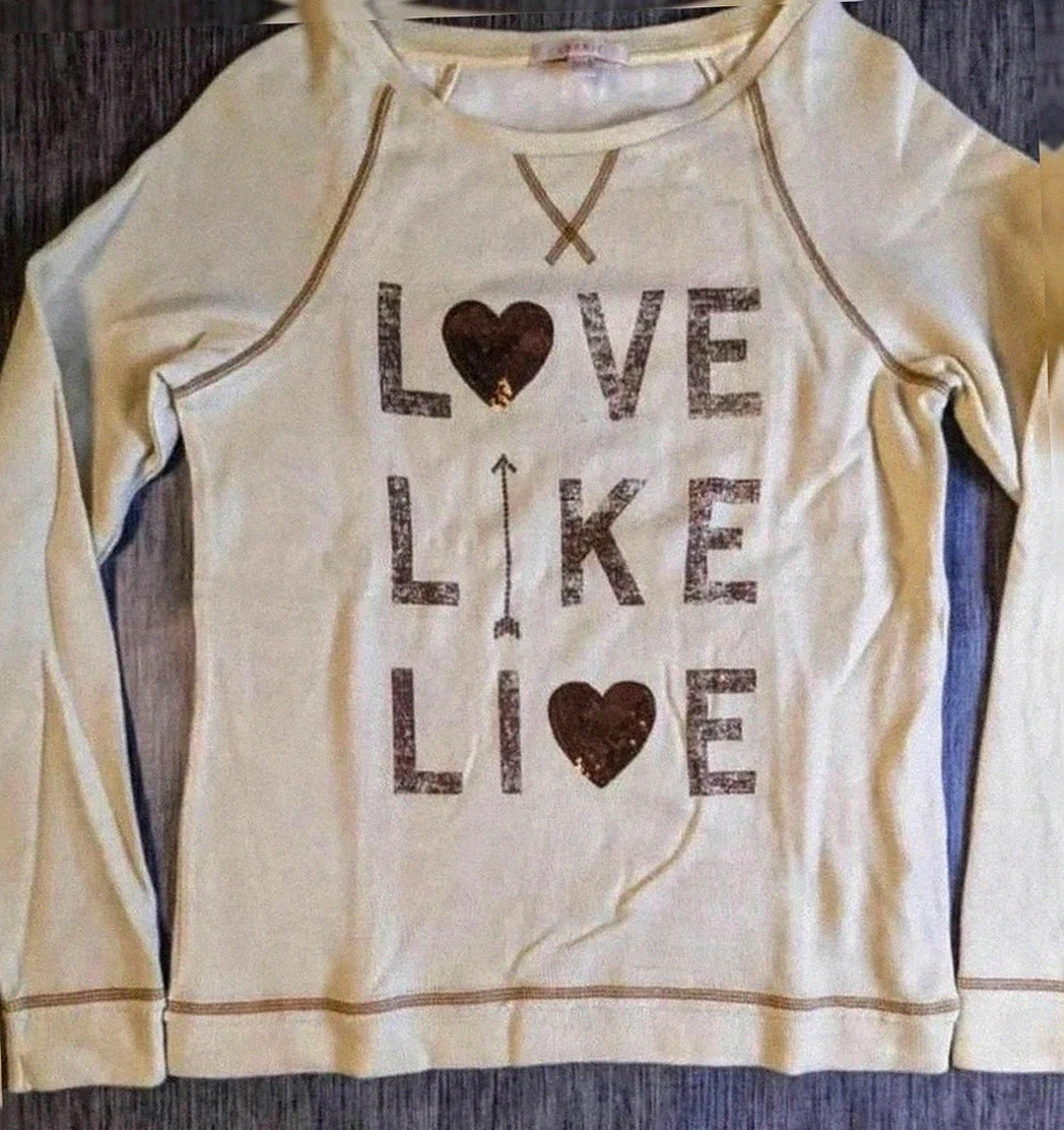 Sweat Esprit beige inscrition love sequins
