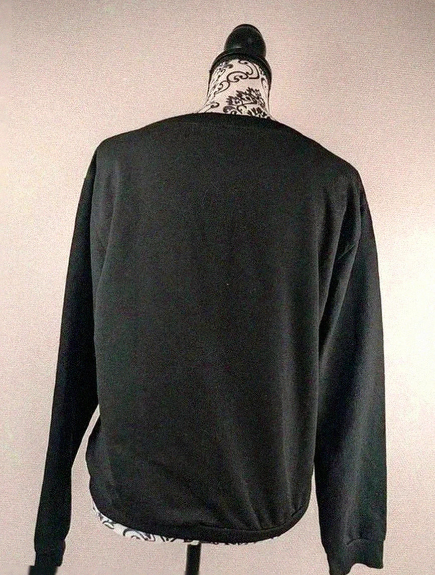 Sweat noir imprimé graphique “I don’t care” taille M vintage dressing imprimé artistique Pop art – Vintage Dressing – taille M / 38 / 10 5