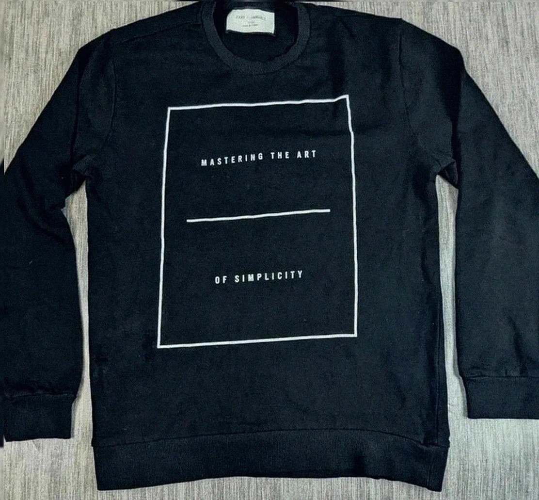 Zara Man – Sweat noir imprimé minimaliste taille M