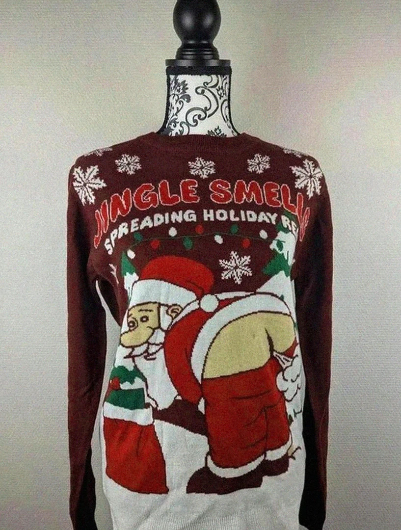 Pull humoristique de Noël Père Noël neuf Seasons Greetings S🎅