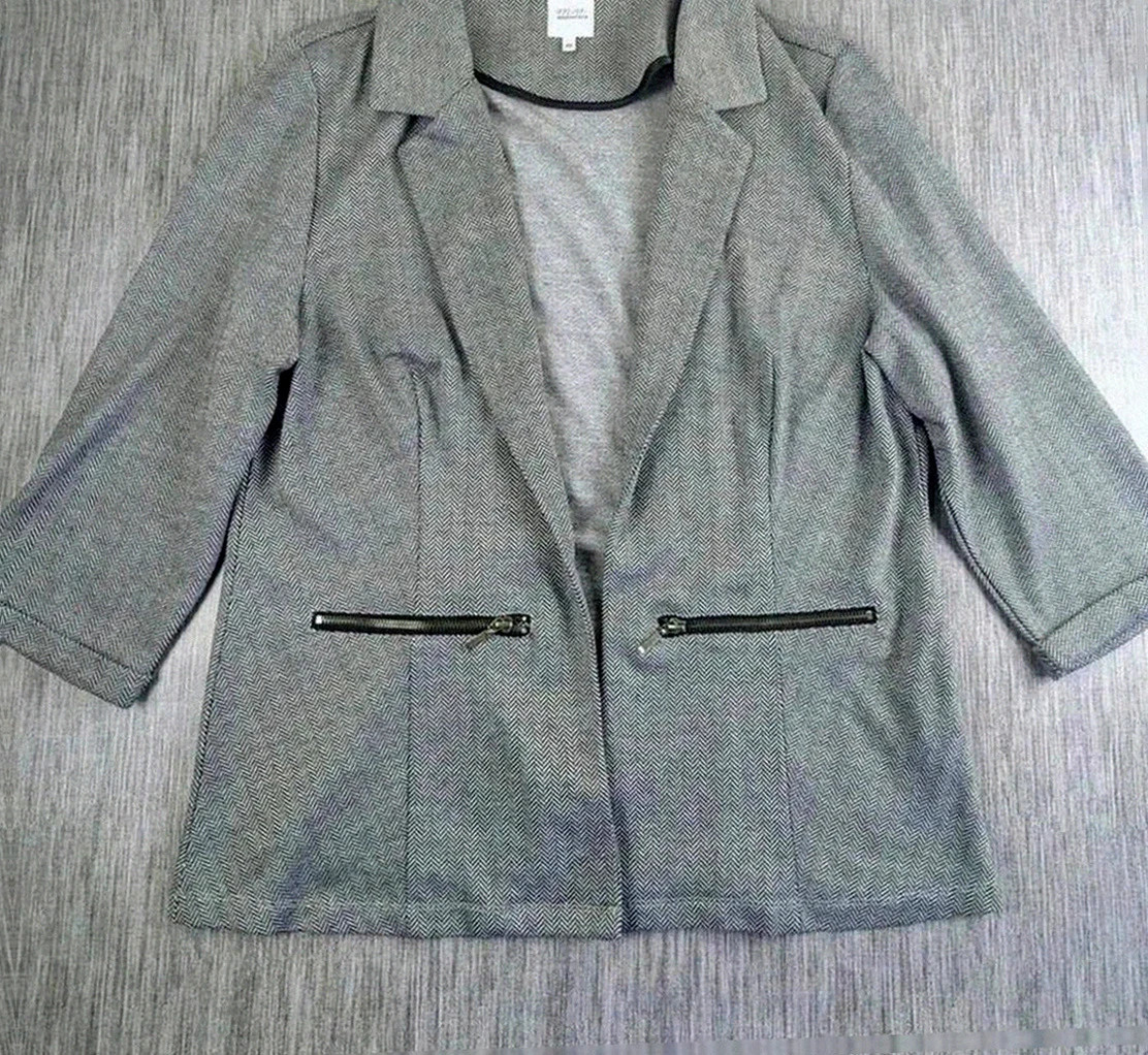 Veste blazer Modavista gris motif chevrons – taille 48 L