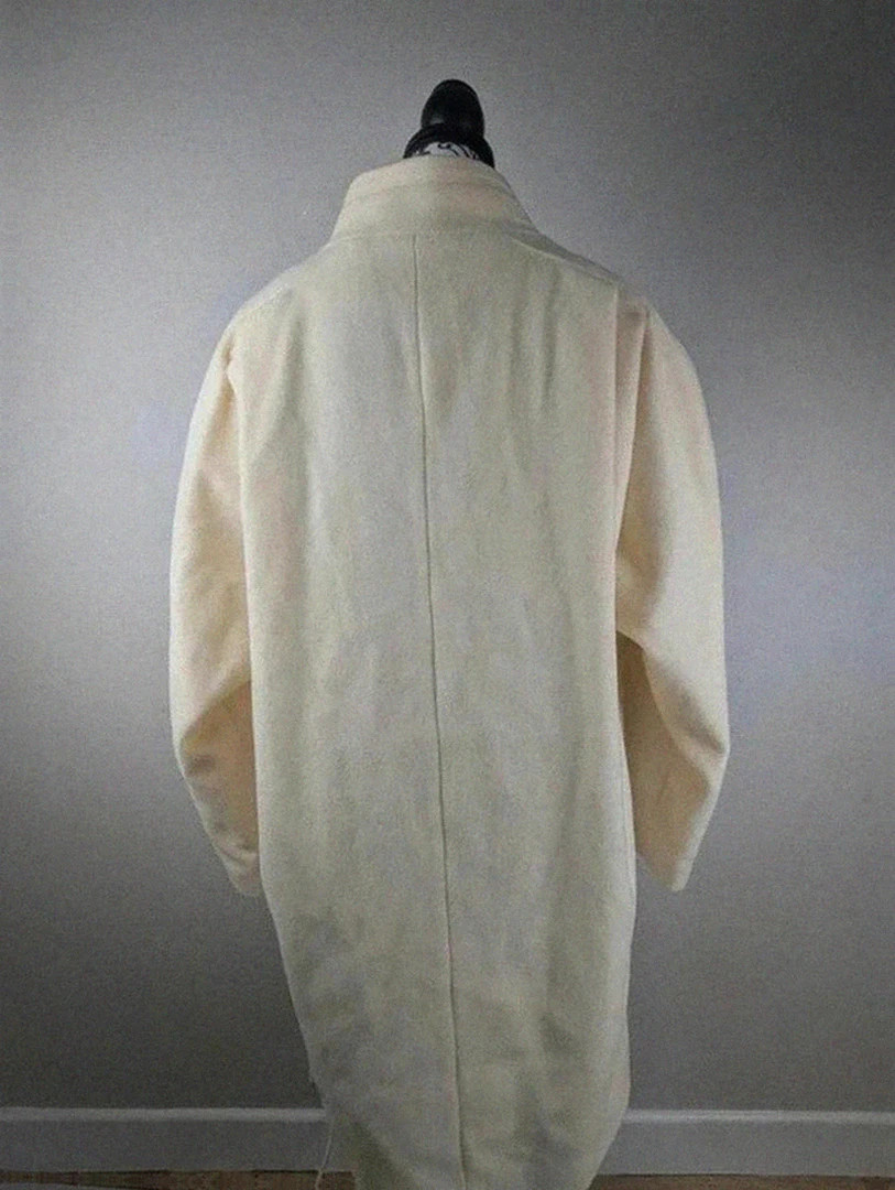 Manteau long en laine écru vintage style britannique élégant doublé chaud hiver vintage dressing – Vintage Dressing – taille XXL / 44 / 16 3