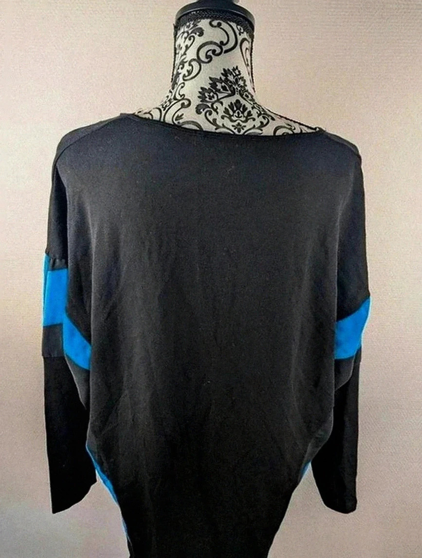Tunique Alain Murati vintage noir et bleu – Coupe ample fluide taille (42) look chic – Alain Murati – taille XL / 42 / 14 3