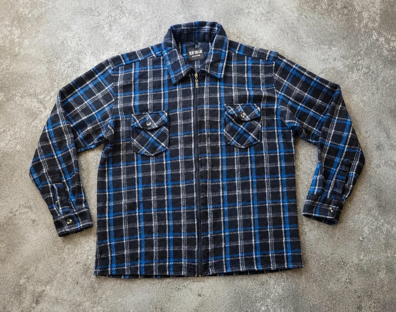 Surchemise vintage Blue Collar polaire carreaux plaid workwear 90s Y2K – Xxl