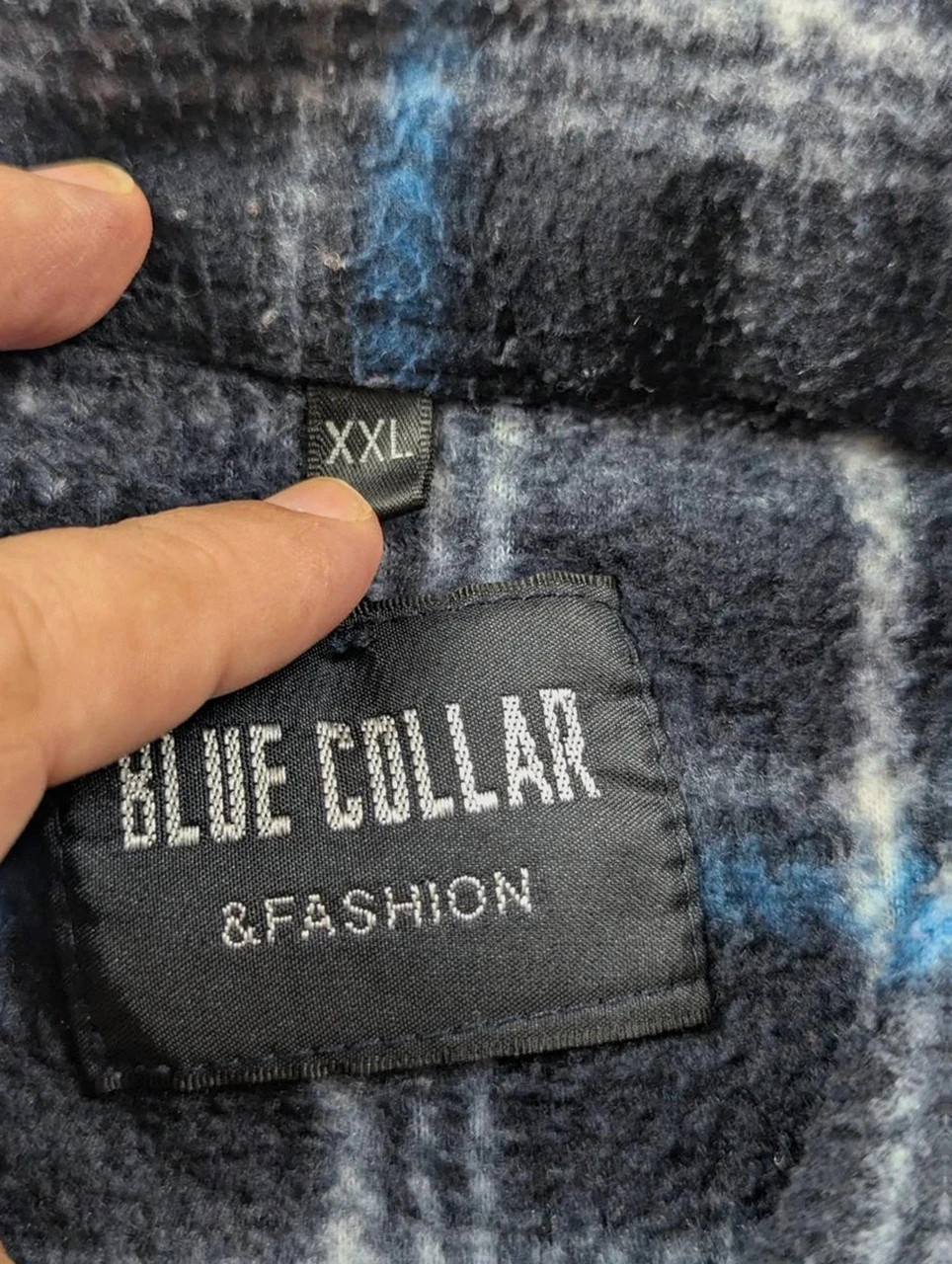 Surchemise vintage Blue Collar polaire carreaux plaid workwear 90s Y2K – Xxl – COLLAR – taille XXL 3