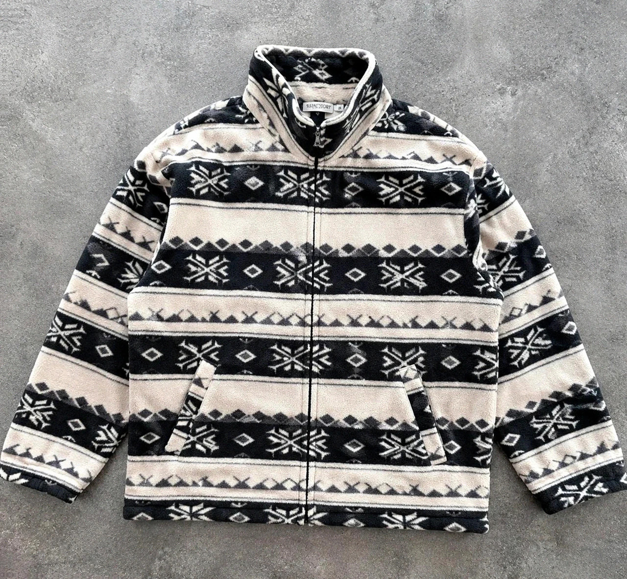 Polaire Franco Sport vintage motifs nordiques snowflake M oversize L Xl