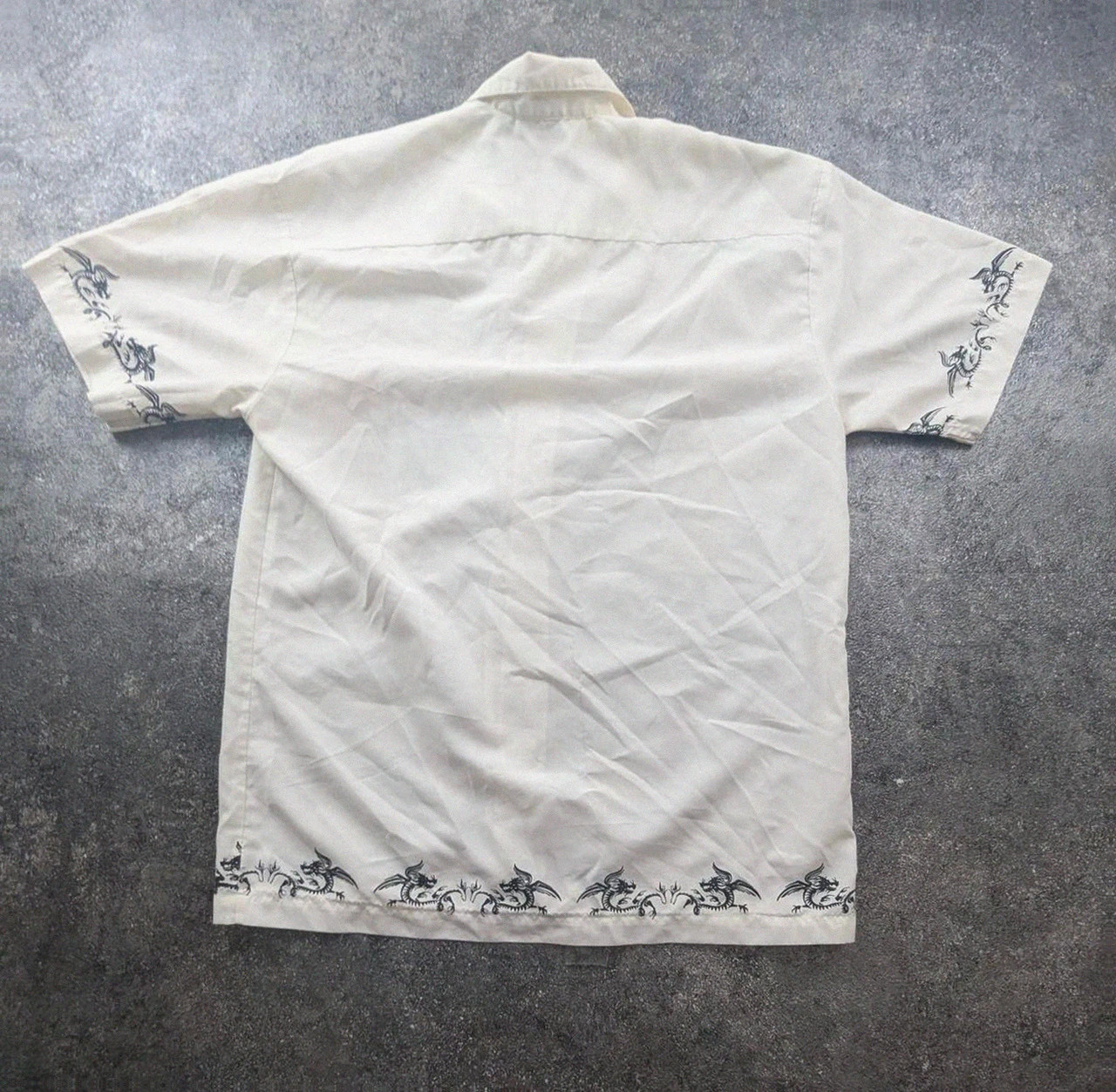 Chemise y2k dragon japonais beige crème oversize vintage manga cyber streetwear S M L – Identic – taille S 3