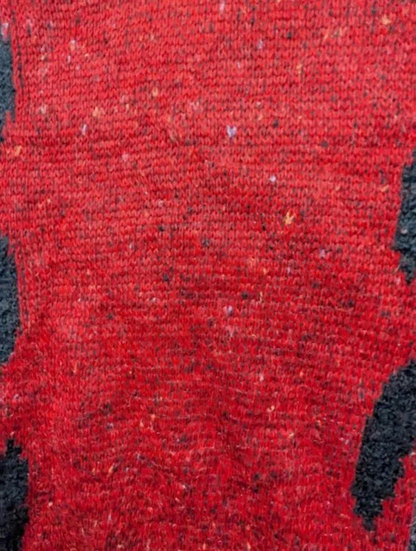 Pull vintage homme Tabicci laine Made in England rouge noir grandad crazy knit L/XL – Vintage Dressing – taille XL 4