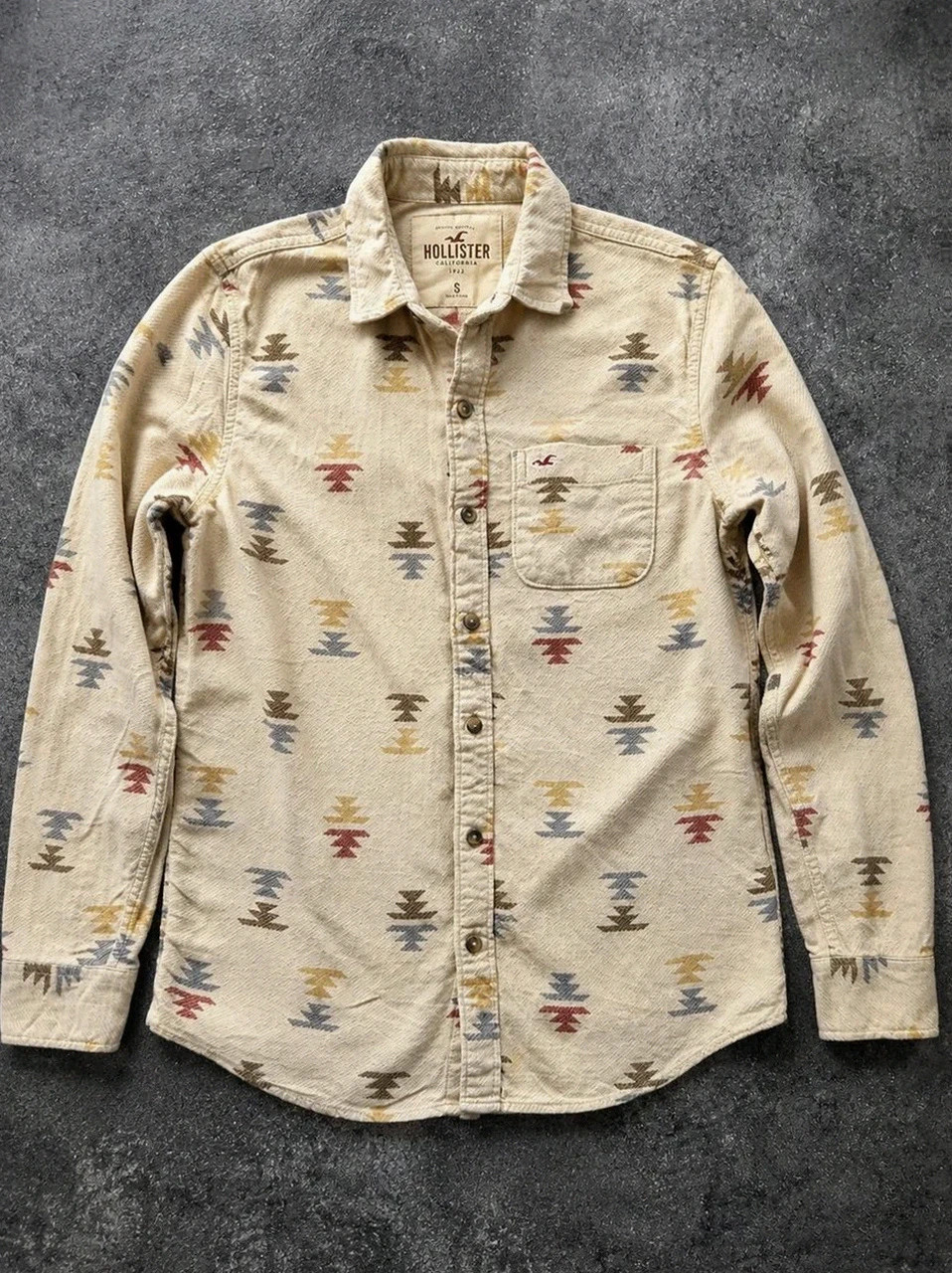 Chemise Pacific Merchants Hollister California 1922 Southwestern Aztec Western 100% coton – S