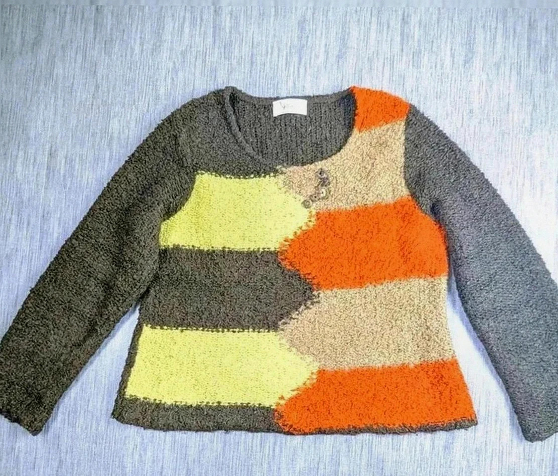 Pull Affinités by Armand Thiery – Maille bouclette multicolore crazy avec détail noix de coco