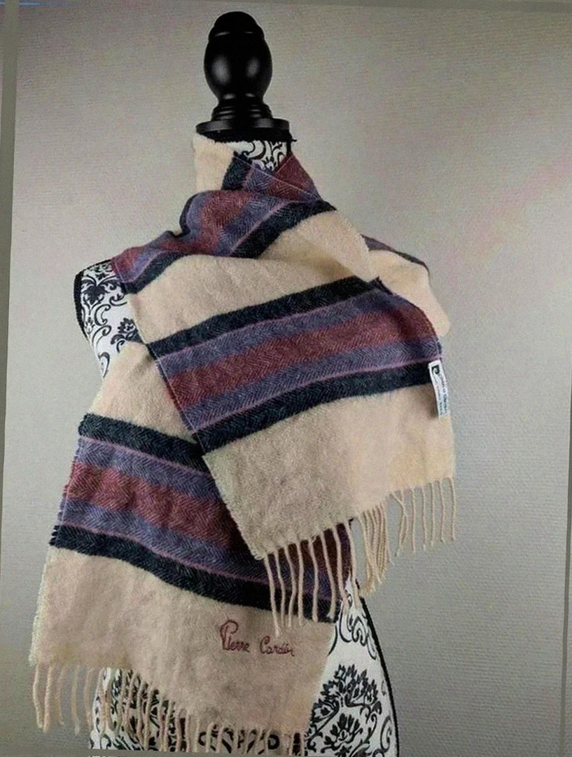 Écharpe Pierre Cardin Paris vintage rayée – élégante & extra douce – idée cadeau NoëlMixte