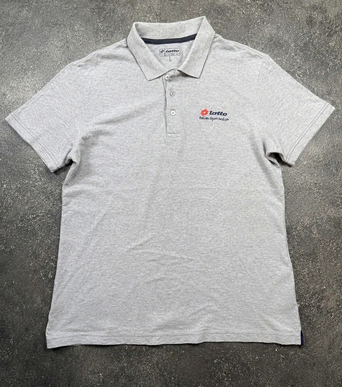 Polo Lotto italian sport design gris chiné vintage Y2K tennis football casual brodé Taille L