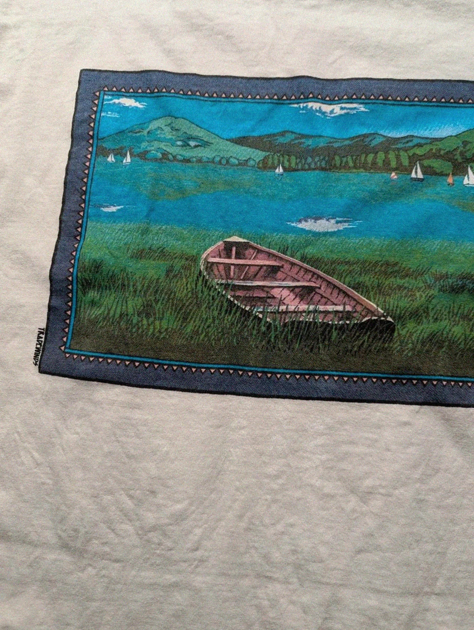 T-shirt Vintage Tradewinds Single Stitch 90s Art Print Paysage Barque Usa Homme L – Vintage Dressing – taille L 5