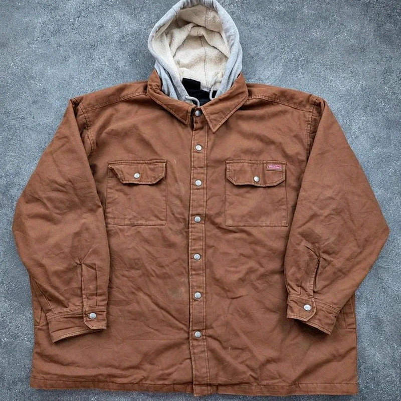 Dickies veste workwear vintage marron canvas doublée capuche XXL oversize