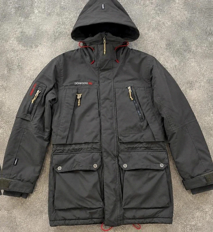 Parka Didriksons 1913 Dry5 S/M – veste technique outdoor grise à capuche
