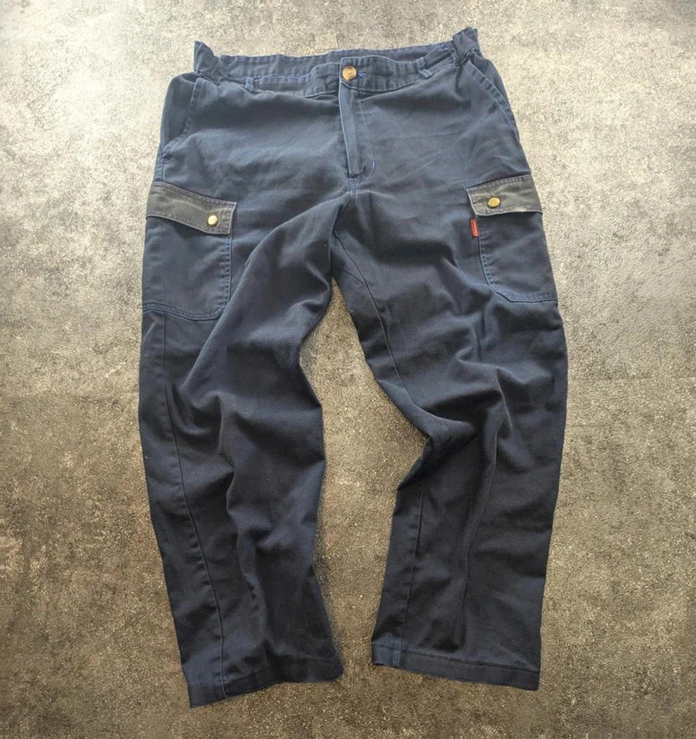 Pantalon Lafont workwear cargo bleu vintage homme taille L XL utility streetwear chantier