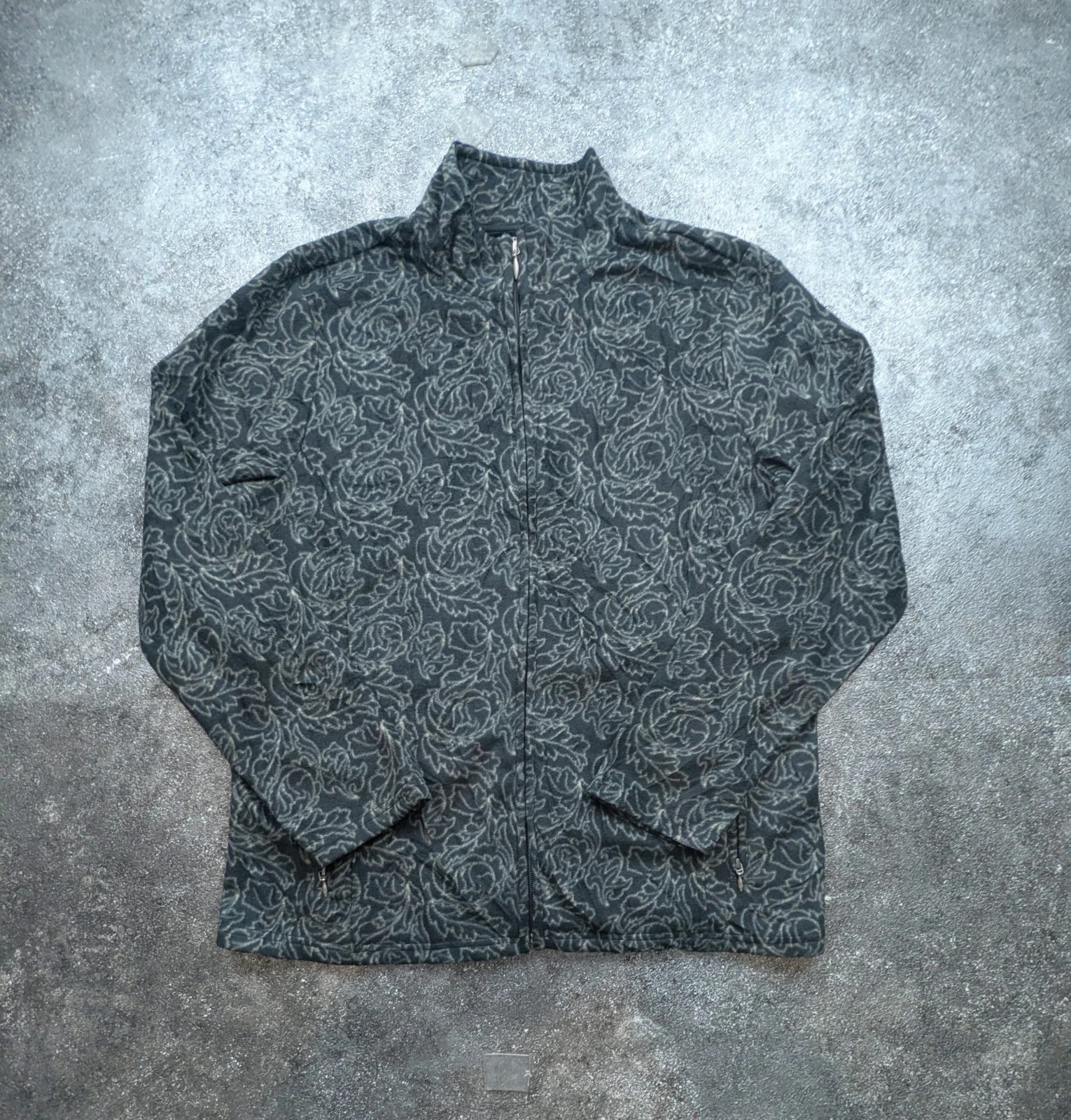 George Classics veste polaire fine fleurie gris anthracite L vintage rétro 90s Y2K – Vintage Dressing – taille L / 40 / 12 2