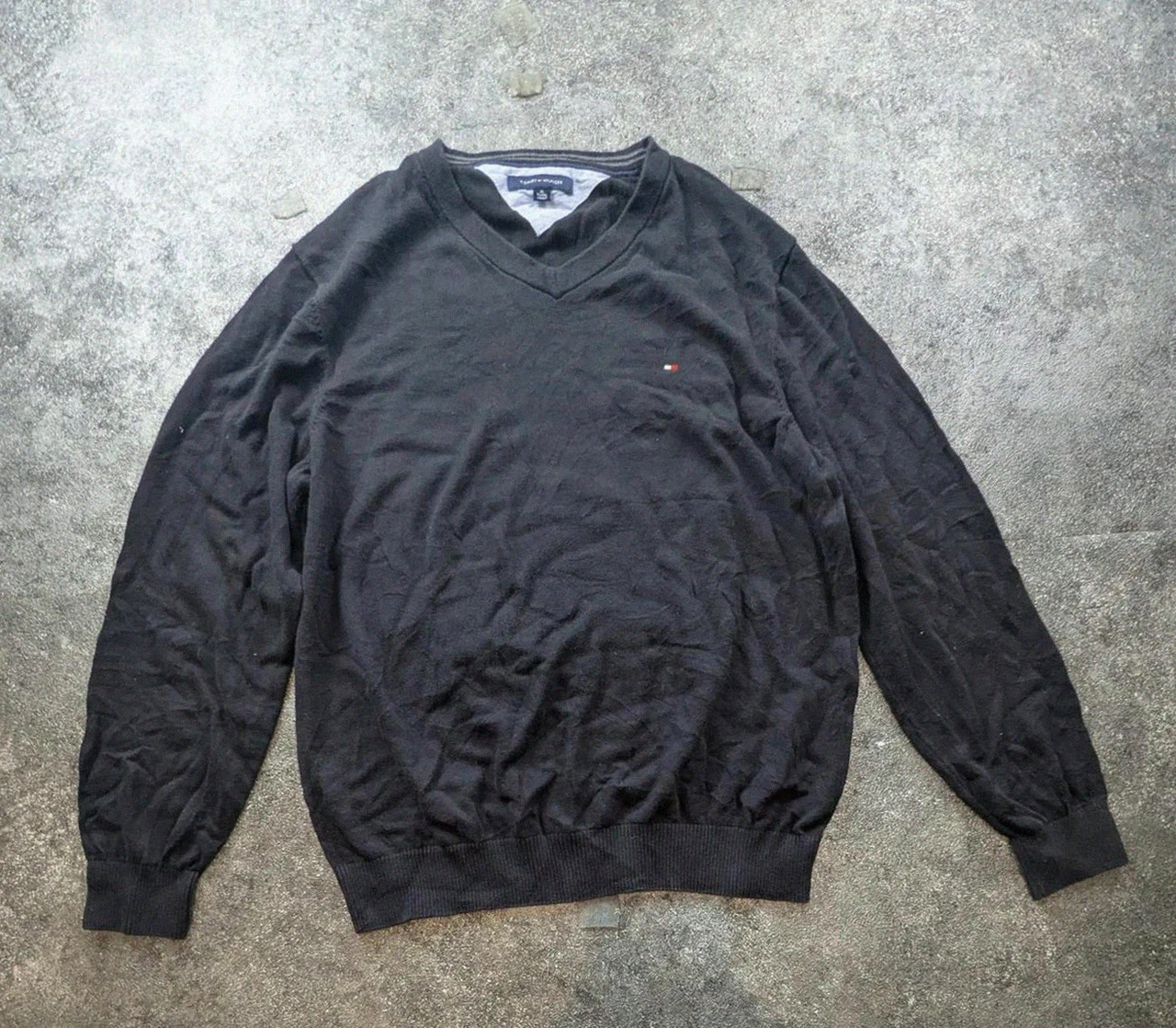 Pull Noir Tommy Hilfiger Homme Col V Brodé Logo Preppy Xl Classic Old Money – Tommy Hilfiger – taille XL 2
