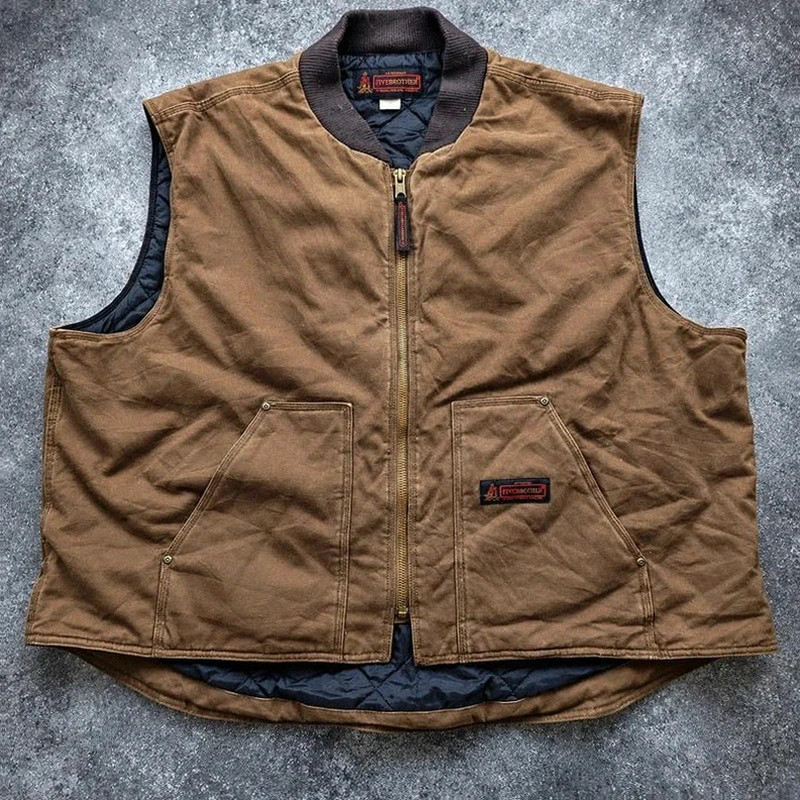 FiveBrother gilet workwear marron 2XL/3XL matelassé utility vest coton